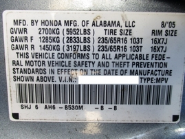 2006 HONDA ODYSSEY EX-L SKY BLUE 3.5L AT A16485
